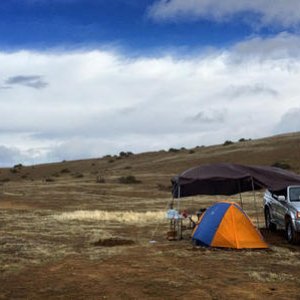 Rainy muddy camp site