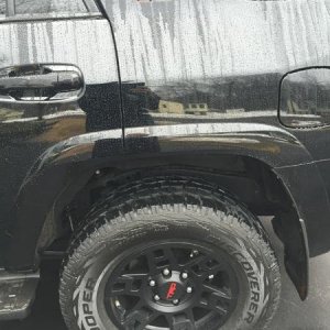 painted SR5 and Toyota letters red to match red in TRD wheels