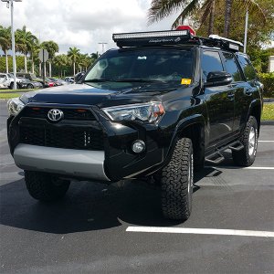 This is Fargo on 4-14-2015

BFG All Terrain Ko2's
40" Front LED Bar 
20" Side and Rear LED Bar
Baja Utility Rack
Dual Trumpet Truck Horn
Nfab Side Ste