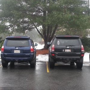 side by side comparison to a stock runner at my local wholesale club(yes I parked there on purpose!)