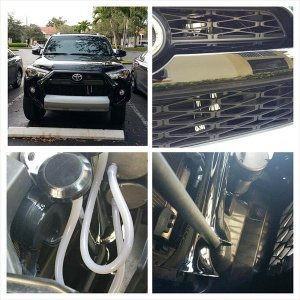 Installing the dual trumpet truck horn behind the grill