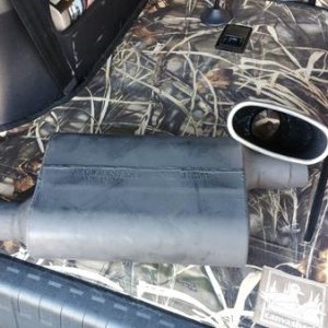 Ripped this flowmaster 40 off a trans am at the junkyard and sanded and powder coated it a little to restore it a bit. Found the exhaust tip on anothe