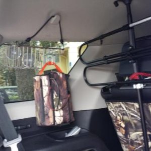 Might seem silly but its kinda useful we added a bathroom basket to the inner rear window and use it store our camo first aid bag and not shown in the