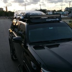 When we got our new Thule

We like the slim ones cuz it allows us to still use the rack for carrying fuel, etc.