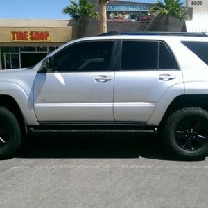 2 1/2 in lift, 285/50/17 hercules terra trac tires, matte black powder coat rims