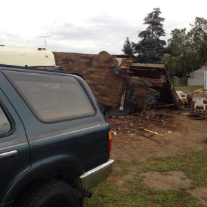Runner Pulling old barn down Dropped it n missed the trailer