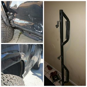 We got T-Boned by a grand marquis 1 week before our scheduled vacay road trip to yellowstone 

since we are lifted it only took out the side step and 