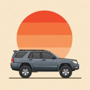 Created a vector illustration of my 03 4runner. It makes it easier to visualize mods while I save up the $$$!