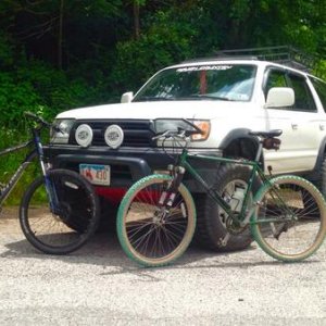 T4R with our Mtn Bikes, Trek 3900 and Bianchi Lynx (1996)
