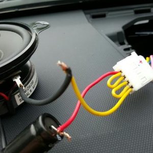Jumper wiring for dash speaker upgrade.