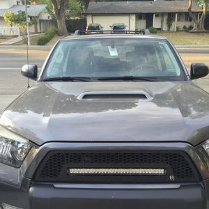 Rigid LED light bar and grill closeup