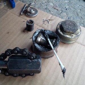 Old guide out... found a chain clamp the perfect size-- totally lucked out!