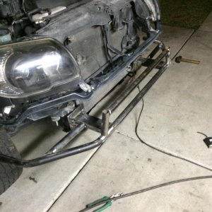We cut apart the old bumper and formed this. The bends were fitted to the bumper perfectly.