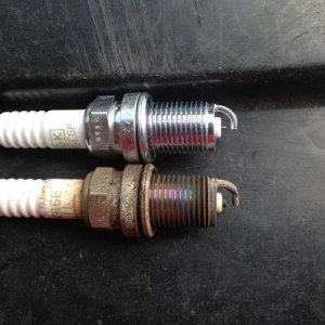 Old plugs were NGK basic copper plugs.  New are Platinum 7090s
