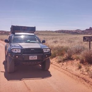 Driving around Canyonlands.....and yes I had to use my Treds initially as I was in 2wd when this road unknowingly came up.