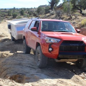Light rock crawling pulling the trailer.