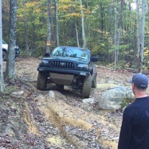 The guy with the supercharged Taco made quick work of the obstacle, mostly due to being narrower than the rest of us, and a great driver.