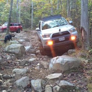 Taking the easier route around through some sharp rocks. Scott@hightech was a great ground guide.