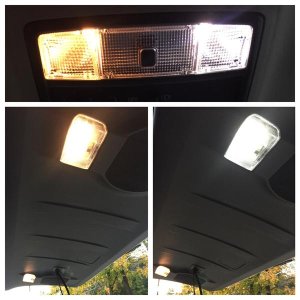 New LED interior lights before and after.