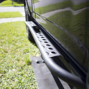 test fitting after our primer coat dried before we painted and clear coated our C4 Fab Rock Sliders