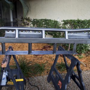 waiting for our color coat to dry after 3 coats of primer, we used Dupli Colors "storm gray metallic" on our new C4 Fab Rock Sliders