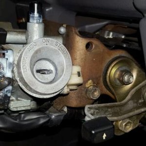 ignition side of steering column, tilt mechanism and linkage being cleaned and greased (tilt lock started slipping rather than locking in place which 