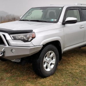 2015 SR5 4Runner with a ShrockWorks front bumper with Warn Zeon 10-S Platinum Winch and Rough Country 20" LED Light Bar.