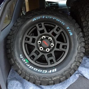 New BFG KO2's mounted on 17" Toyota TRD wheels.