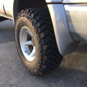 up close of new tires and wheels (used)