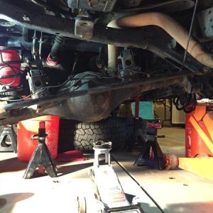 The PITA rear swap. Taller coils, air bags, and no spring compressor made this part of the job very...challenging