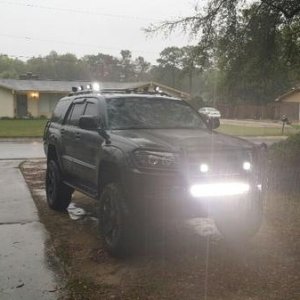 Front shot of her with lights on.