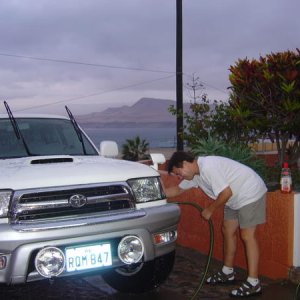 Me washing my 2000 SSRG in Marcona, Peru (about 40 min drive from Nazca, Peru)