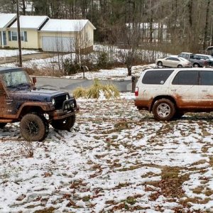 First ever wheeling trip. Completely stock, biggest snow storm in SC in years.