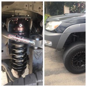 camburg uppers, icon coilovers, maxtrac spindles