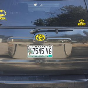 Quick glimpse of backside, molded trd badging like in front to match theme. OEM badge in center to be replaced with retro batman fitting.