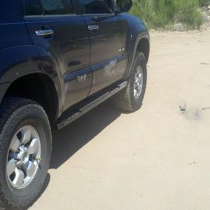 Airing down to cross the dry creek bed