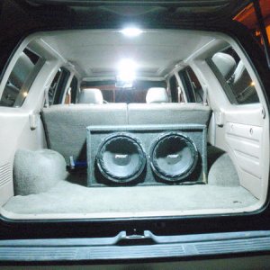 close up of interior with all lights on