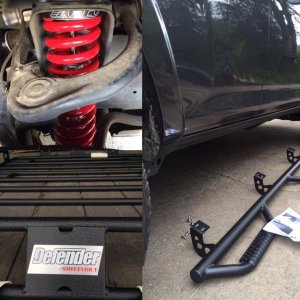 complete toytec boss 3" lift kit. adjustable coilovers up front, 2" springs in back. bump stops et... smittybilt defender roof rack, smittybilt hi lif