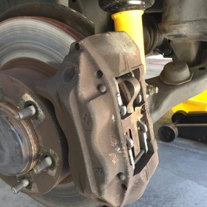 Before shot of original calipers