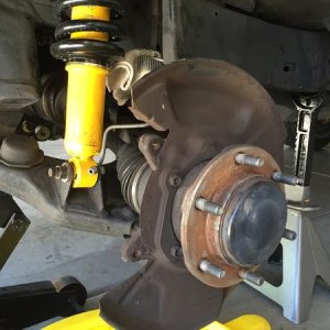 Drivers side removed caliper / rotor / pinched off brake line