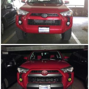 Before and after plastidipping and Lamin-x fogs