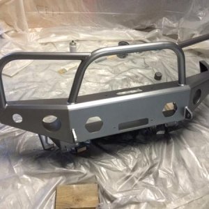 4x Innovations bumper after painting with POR 15 and a top coat of Rustoleum Dark Steel (out of a rattle can).