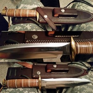 This is my pride and joy.  Its a SSD89 SOG Scuba Demo fixed blade dive knife.  A replica of the original knife produced for MACVSOG special operations