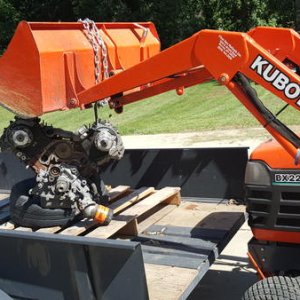 scrap engine on trailer