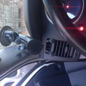 RAM mount. Super nice, doesn't jiggle or rattle at all.
