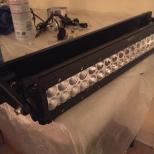 The light bar mounted to the aluminum base.