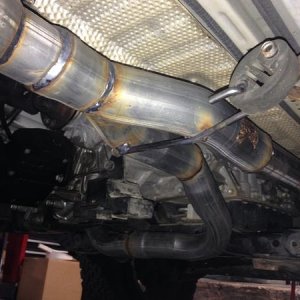 Custom y-pipe and Magnaflow exhaust with side exit