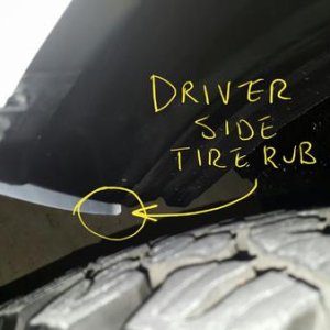 Tire Rub - Driver: on stock suspension with Level 8 17x9 wheels and BFG 275/70/17's