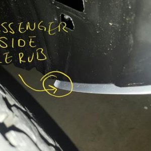 Tire Rub - Passenger: on stock suspension with Level 8 17x9 wheels and BFG 275/70/17's