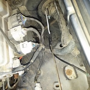 Wire pulled through firewall.